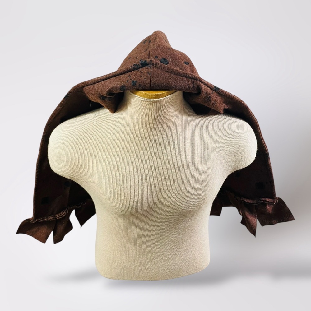 Hooded Capelet Brown Ruffled Edge Costume Cosplay Witch Pixie Festival‎
